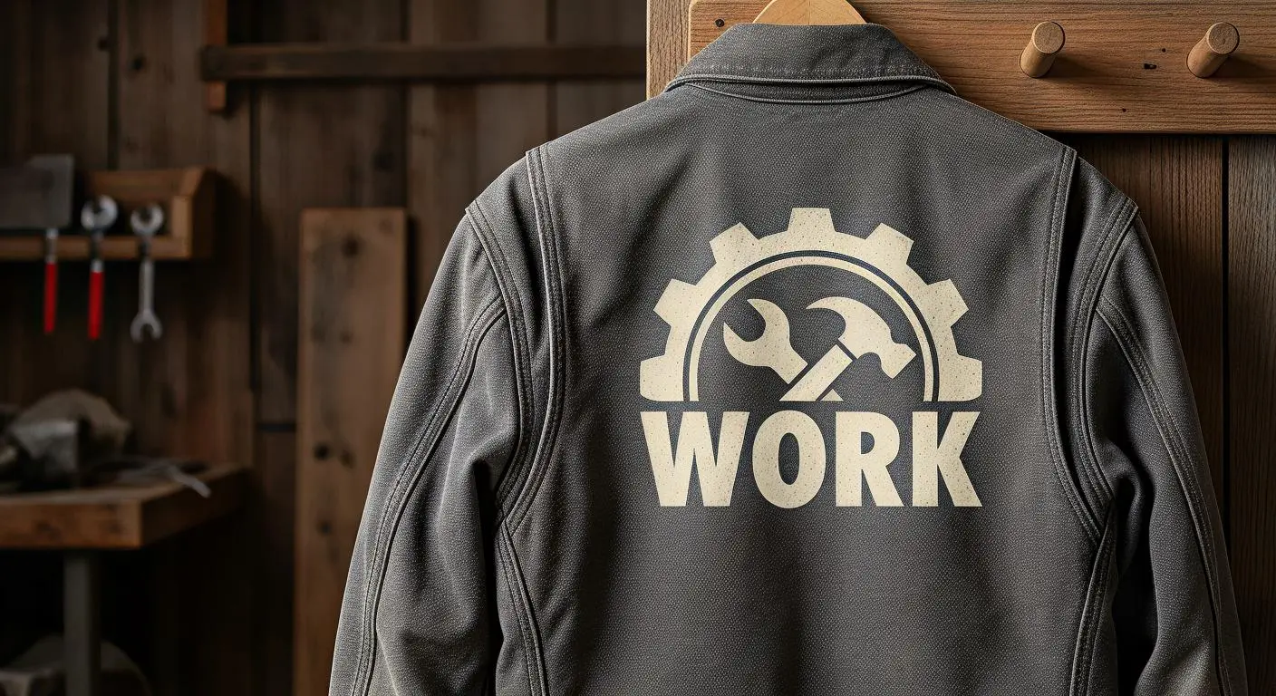 Arbeitsjacke mit Zahnrad und Werkzeug-Design